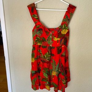 Red printed FARM Rio mini dress